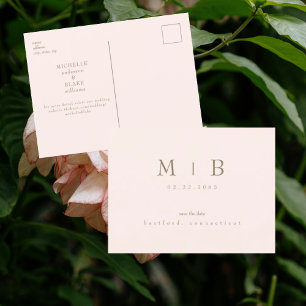 Cartão Postal Salve o Dia do Casamento Moderno Rosa 