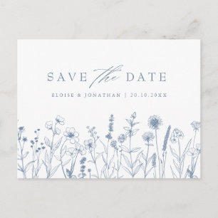 Cartão Postal Salve o Dia Floral de Periwinkle Minimalista Simpl