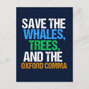 Cartão Postal Salve o Oxford Comma Funny