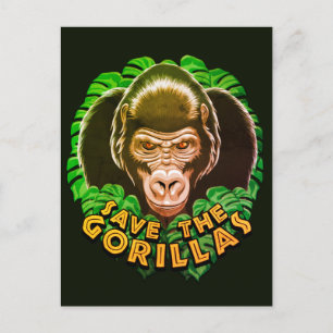Cartão Postal Salve Os Gorilas - Cota De Consciência De Conserv