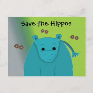 Cartão Postal Salve os Hipopótamos Hipopótamo Azul