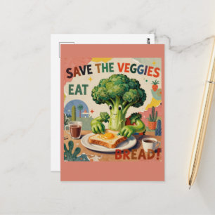 Cartão Postal Salve os Legumes Coma Pão Colagem
