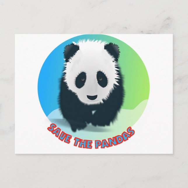 Cartão Postal Salve Os Pandas. Panda Bear (Frente)