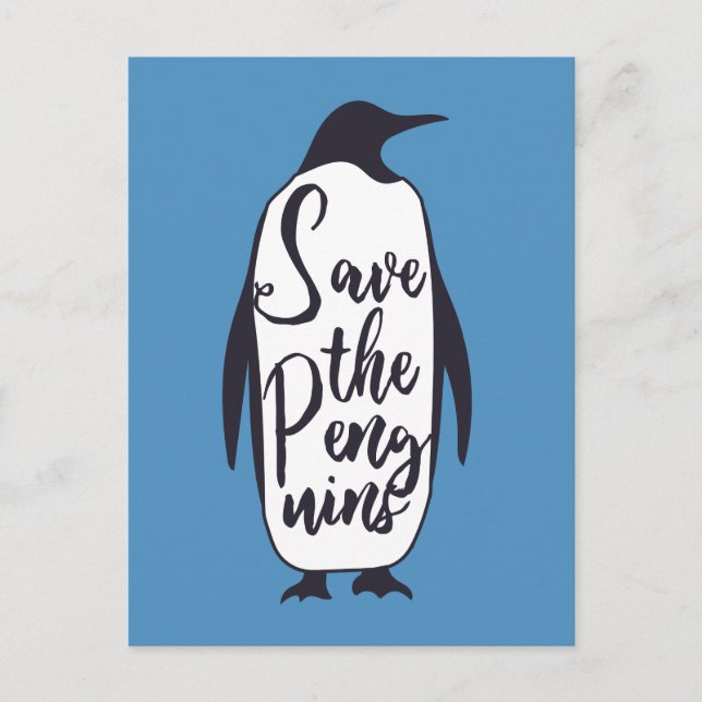 Cartão Postal Salve os pinguins (Frente)