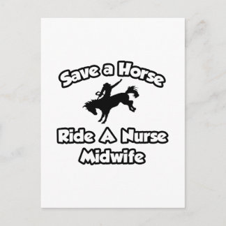 Cartão Postal Salve um Cavalo, leve uma enfermeira parteira