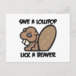 Cartão Postal Salve um pirulito lambe um castor