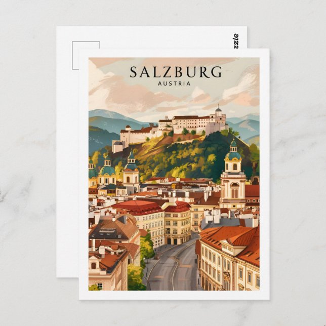 Cartão Postal Salzburg Austria Famous Viagem Place (Frente/Verso)