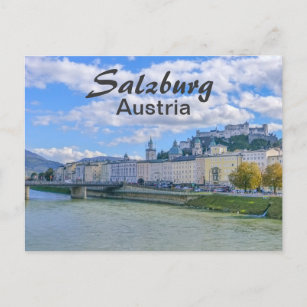 Cartão Postal Salzburg com o castelo em Áustria