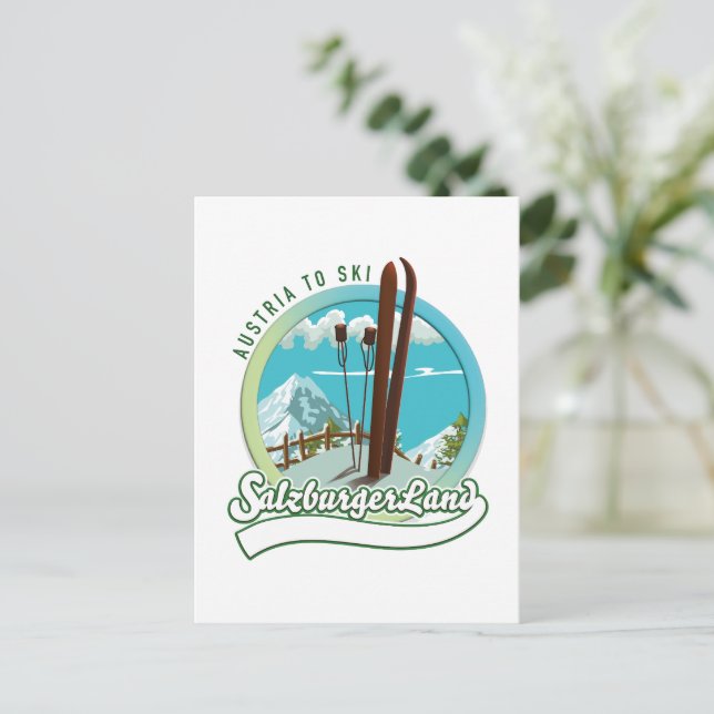 Cartão Postal Salzburgerland Austrian Ski (Em pé/Frente)