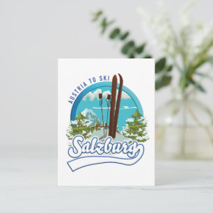 Cartão Postal Salzburgo áustria para esquiar logo.