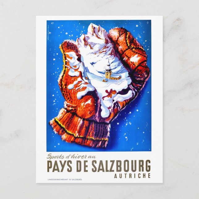 Cartão Postal Salzburgo, Áustria, uma luva de inverno dentro da  (Frente)