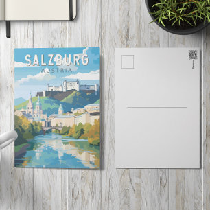 Cartão Postal Salzburgo Viagem Arte Vintage Áustria