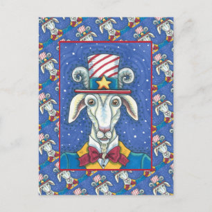 CARTÃO POSTAL SAM DO TIO DE GOAT ANTIGO, BILLYGOAT PATRIÓTICO D