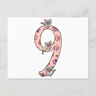 Cartão Postal Samese Cat Nono Aniversário Para Crianças Cats Pos