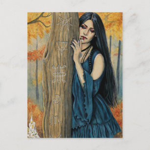 Cartão Postal Samhain Gothic Autumn Witasy Art Postcard