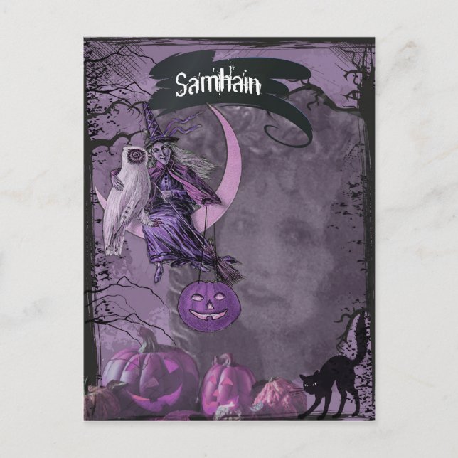 Cartão Postal Samhain Pagan Fantasy Art Postcard (Frente)