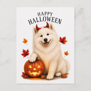 Cartão Postal Samoyed Halloween
