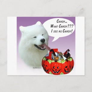 Cartão Postal Samoyed Halloween Candy