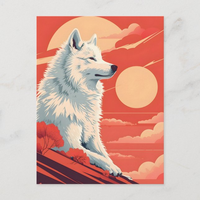 Cartão Postal Samoyed Vintage Art (Frente)
