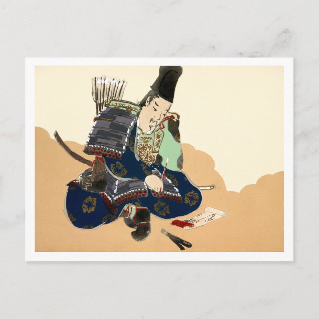 Cartão Postal Samurai do Momoyogusa-Flores de kamisaka Sekka (Frente)