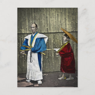 Cartão Postal Samurai e Servo