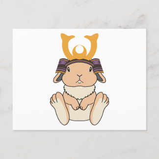 Cartão Postal Samurai Holland Lop Rabbit Warrior Orange