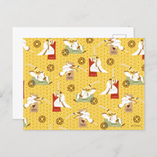 Cartão Postal Samurai Jack Sword Possui Padrão de Arte de Caráte