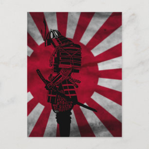 Cartão Postal Samurai Japanese flag