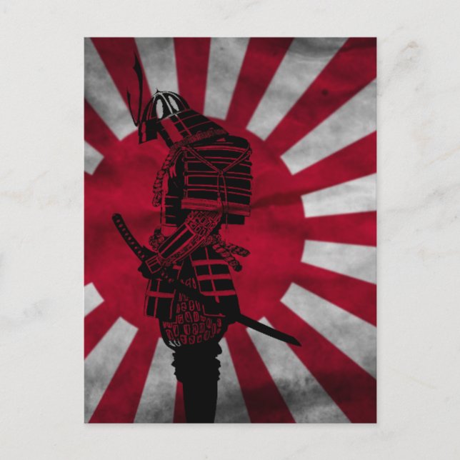 Cartão Postal Samurai Japanese flag (Frente)