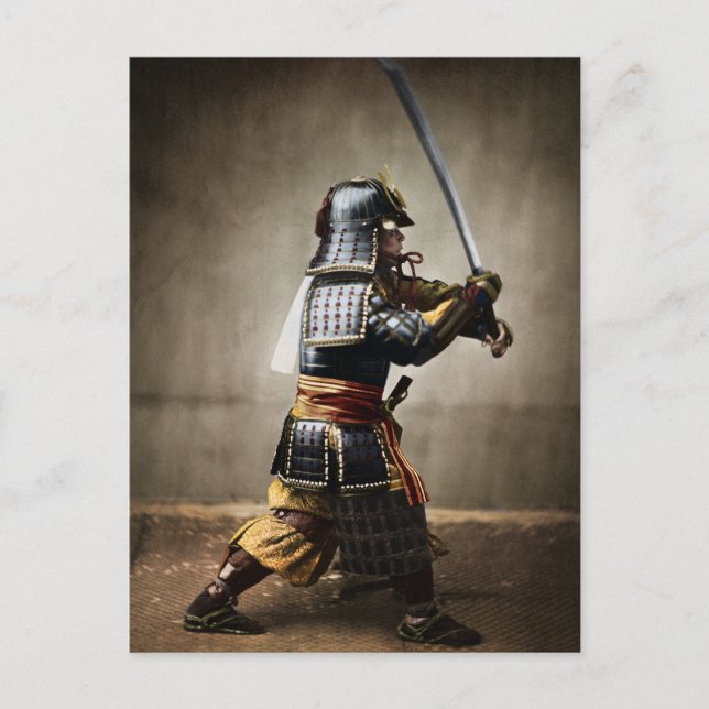 Cartão Postal Samurai japonês em Armor com Katana (Frente)