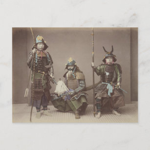 Cartão Postal Samurai Japonês Em Armor - Fotografia Vintage