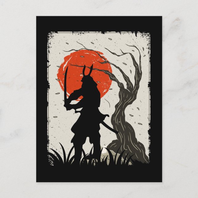 Cartão Postal Samurai Japonês Guerreiro Japonês Espadarte (Frente)
