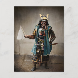 Cartão Postal Samurai japonês no comandante Armor