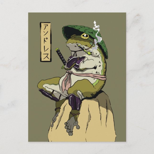 Cartão Postal Samurai Sapo: Guardião do Lotus (Frente)