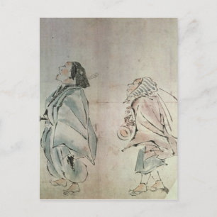 Cartão Postal Samurai sendo seguido por um servo