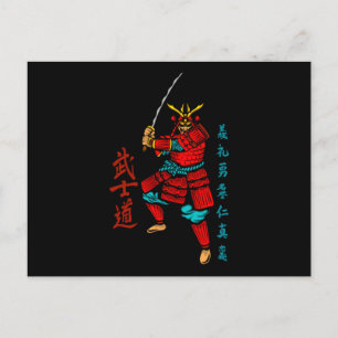 Cartão Postal Samurai Warrior com Espada - Cultura Japonesa