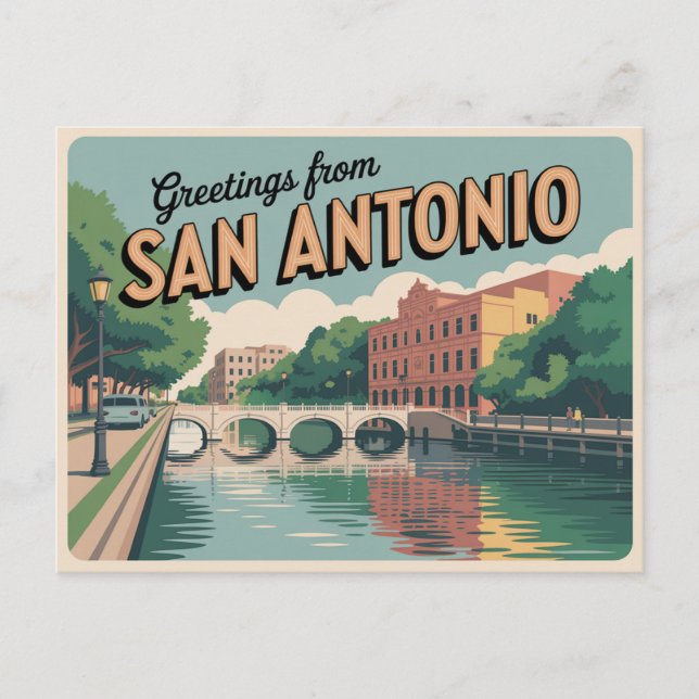 Cartão postal San Antonio Vintage | Saudações de (Frente)