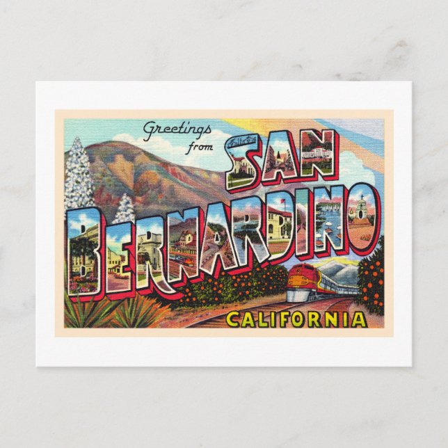 Cartão Postal San Bernardino California CA Large Letter Postcard (Frente)