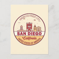 San Diego California City Skyline Emblem