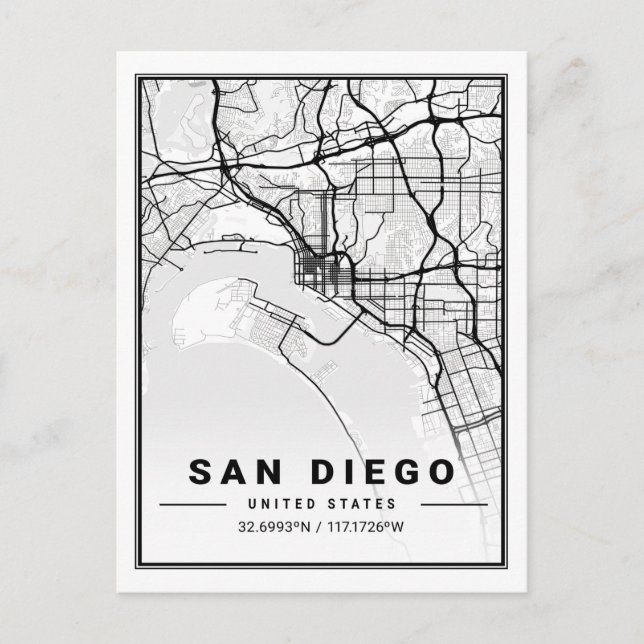 Cartão Postal San Diego California Viagem City Map (Frente)
