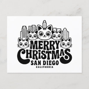 Cartão Postal San Diego City California Feliz Natal Cats EUA