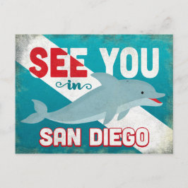 Cartão Postal San Diego Dolphin - Retro Vintage Travel