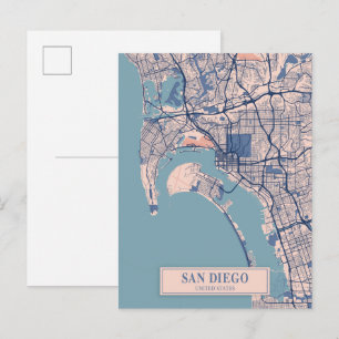 Cartão Postal San Diego Estados Unidos Mapa da Cidade Ventilada