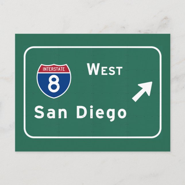 Cartão Postal San Diego I-8 West Exit Interstate California Ca - (Frente)