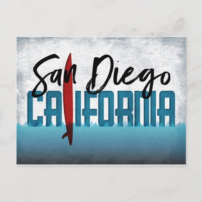 Cartão Postal San Diego Postcard California Surfboard (Frente)