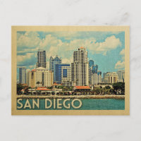 San Diego Postcard Skyline California Vintage
