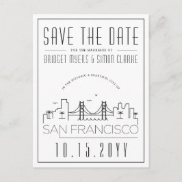 Cartão Postal San Fran Wedding | Skyline Estilizado Salvar a Dat