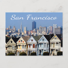 Cartão Postal San Francisco CA Pintou Damas Estados do Skyline