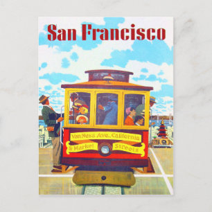 Cartão Postal San Francisco Califórnia Carro de Bonde Golden Gat