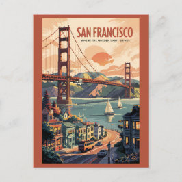 Cartão Postal San Francisco California Skyline Viagem Art Retro